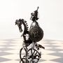 Sculptures, statuettes et miniatures - JEU D ' ECHEC bronze en coffret de luxe avec échiquier pliant.  - TOULHOAT