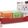 Jouets enfants - New Classic Toys - Bateau containers avec 4 containers - NEW CLASSIC TOYS