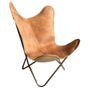 Chairs - Leather butterfly chair brown, natural brown, vintage grey - MALAGOON