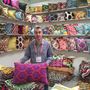 Coussins textile - Handmade silk ikat velvet fabric , Ikat fabric , Caucasian Embroidery , Ikat velvet Pillow , Ikat Pillow, Kilim Pillow,Suzani - D HOME