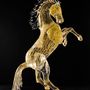 Art glass - large gold rearing horse - ZANETTI MURANO