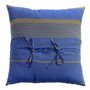 Fabric cushions - Squares cushions 60 x 60cm or 40 x 40cm taupe and blue CB4 - FOUTA FUTEE