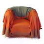 Throw blankets - Rectangular throw 2 x 3 m orange and soft green | T4 - FOUTA FUTEE