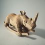 Sculptures, statuettes and miniatures - Carlitos the micro-ceros, DIY rhinoceros 3D puzzle, laser cut Cardboard and wood sticks - ATELIER LUGUS
