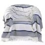 Throw blankets - Square throw ref CB1 Background white with blue stripes - FOUTA FUTEE