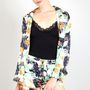 Sleepwear - Diana White Floral Silk Shirt and Short Set - THECOCOONALIST