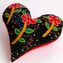 Fabric cushions - EMBROIDERED HEART CUSHIONS - MAHATSARA