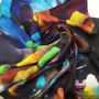 Scarves - JE Artist Abstract Colour Silk Scarf /Foulard 100% Soie - JOURNEY TO THE EAST ART GALLERY