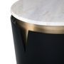 Coffee tables - Moon Side Table in White Onyx Top and Brushed Brass Details - DUISTT
