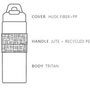 Travel accessories - Aimore Water Bottle - 680ml - Rice Straw - TRUEGRASSES