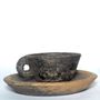 Tea and coffee accessories - Natural Clay Pot - Espresso cup with plate - MAKRA HANDMADE STORE