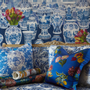 Tissus d'ameublement - Royal Delft/Nicolette Mayer Metallic Grasscloth Wallpaper, Fabric, Soft Goods - DO NOT USE _ THE NICOLETTE MAYER COLLECTION