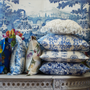 Tissus d'ameublement - Royal Delft/Nicolette Mayer Metallic Grasscloth Wallpaper, Fabric, Soft Goods - DO NOT USE _ THE NICOLETTE MAYER COLLECTION
