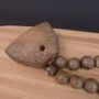 Decorative objects - Prayer bead sculpture in wood with African Camel bell - STUDIO JULIA ATLAS
