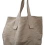 Bags and totes - CABAS vintage linen & leather - OXYMORE PARIS