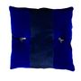 Fabric cushions - BLUE quilted cushion vintage linen & velvet - OXYMORE PARIS