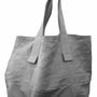 Bags and totes - CABAS vintage linen & leather - OXYMORE PARIS