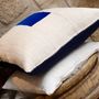 Fabric cushions - BLUE cushion vintage linen & velvet - OXYMORE PARIS