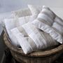Fabric cushions - CHARBON quilted cushion vintage linen & hemp - OXYMORE PARIS