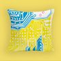 Fabric cushions - Pop collection cushion, Blue and Yellow, Oscar - YAIAG! YOUR ART IS A GIFT!