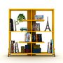 Bookshelves - Kipp Bookcase (Walnut-Yellow) - RAFEVI