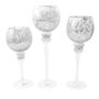 Decorative objects - Candle Holder cracking glass silver color Set of 3 - CONCORD GMBH