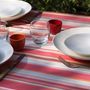Linge de table textile - Nappe imperméable et anti-tache Rayure Corail - FLEUR DE SOLEIL