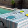 Linge de table textile - Nappe imperméable et anti-tache Rayure Turquoise - FLEUR DE SOLEIL