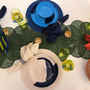 Everyday plates - ½ & ½ Melamine Ivory / Navy Blue Dinner Plate - THOMAS FUCHS CREATIVE