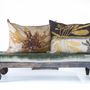 Fabric cushions - Ochre Leaf Cushion Embroidered Charcoal  - EVOLUTION PRODUCT