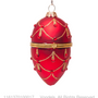 Christmas garlands and baubles - ORNAMENT GLASS EGG RED W/DIAMONDS 10 CM - VONDELS AMSTERDAM