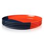 Assiettes au quotidien - ½ & ½ Melamine Orange / Navy Blue Dinner Plate - Set of 4 - THOMAS FUCHS CREATIVE