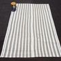 Quincaillerie d'art - Vertical Brown Stripe White Rug  - AKM WOVEN KILIM