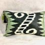 Fabric cushions - GREEN LEAVES SILK CUSHION COVER - L'ATELIER FOLKLORE