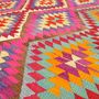 Floral decoration - Turkish Flat Weave Woven "pink" Kilim Rug - AKM WOVEN KILIM