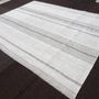Homewear textile - Large Gray White Rug "KIRÇIL" - AKM WOVEN KILIM