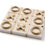 Decorative objects - White wooden and Gold Brass Tic Tac Toe - AUROSI