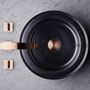Spas - NARCIS round shiny black, copper plug guilloche - BASSINES