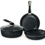 Poêles - Sheet Aluminum Compact Frying Pan 3 pcs Set with detachable handle - NUOVA H.S.S.C.