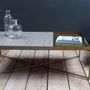 Dining Tables - Rectangle Coffee Table Weathered Oak With Brass Tray And Brass Frame  - IRIS - GILLMORE