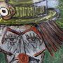 Paintings - Metal Painting Tribute to Bernard Buffet - Green Clown - PHILIPPE BUIL SCULPTEUR