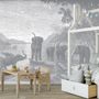 Autres décorations murales - Papier Peint Panoramique Gravure - Les Eléphants - CIMENT FACTORY