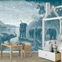Autres décorations murales - Papier Peint Panoramique Gravure - Les Eléphants - CIMENT FACTORY