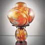Table lamps - Engraved glass lamps, Gallé style, multilayers engraved glass - TIEF