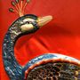 Unique pieces - Peacock Sideboard Leather Art Work in Gold Leaf Frame - THOMAS & GEORGE ARTISAN FURNITURE