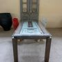 Dining Tables - metal frame table with a greek neoclassical door - SILO ART FACTORY