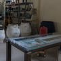 Dining Tables - metal frame table with a greek neoclassical door - SILO ART FACTORY