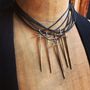 Jewelry - Leather Sabre Cross Necklace - SHANNON KOSZYK COLLECTION
