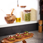 Food storage - Jar borosilicate with lid 900 ml available  olive wood or Walnut wood - BROWNE EUROPE BERARD