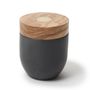 Food storage - "Millenari" Salt keeper with olive wood lid - diameter 100 mm (White or Dark grey) - BROWNE EUROPE BERARD